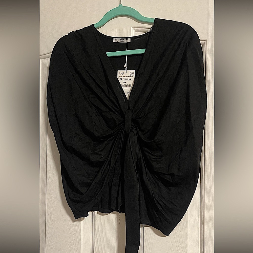 Zara Black front tie top! Tags!